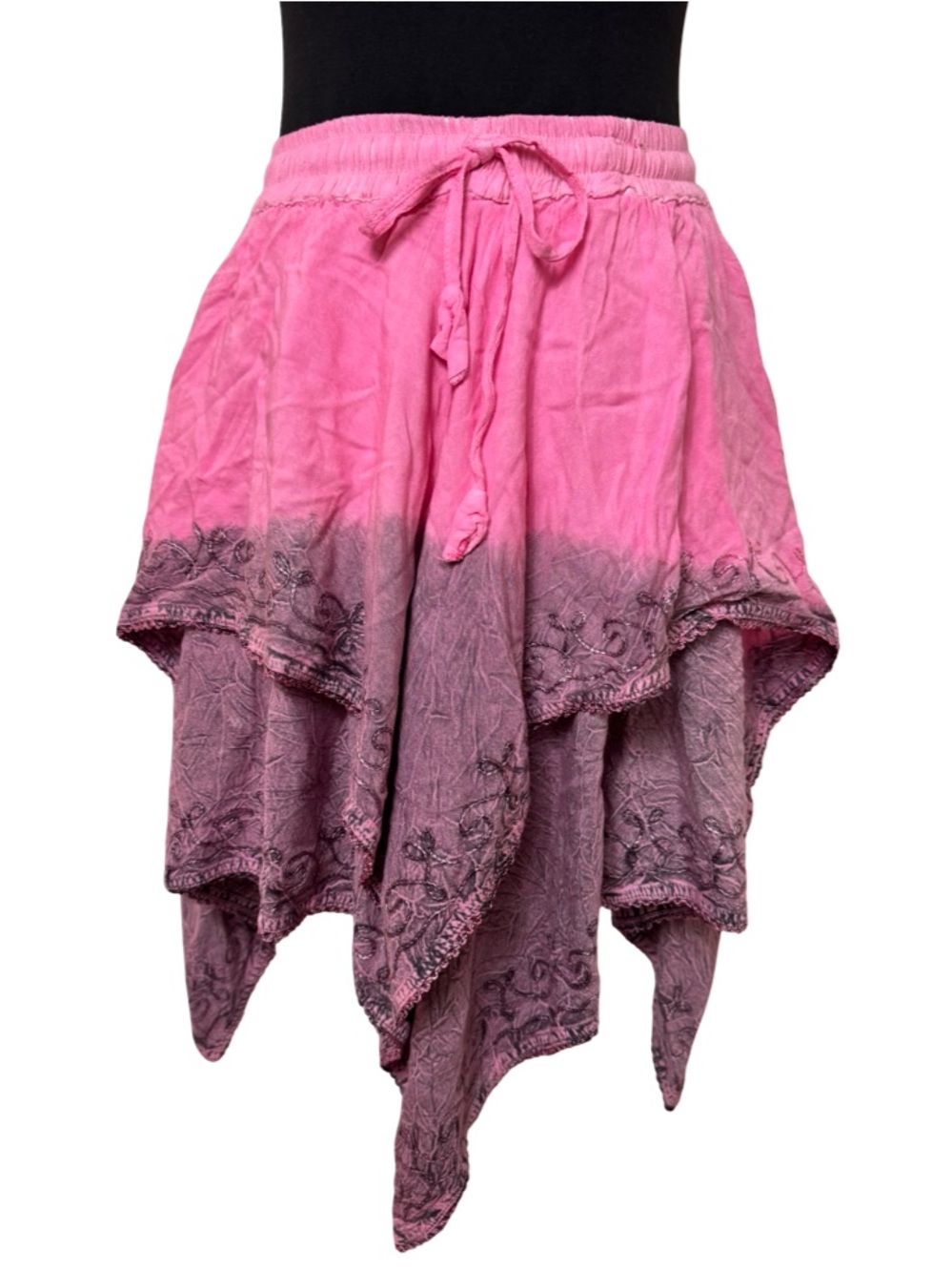 Vtg Flower Embroidered Handkerchief Skirt